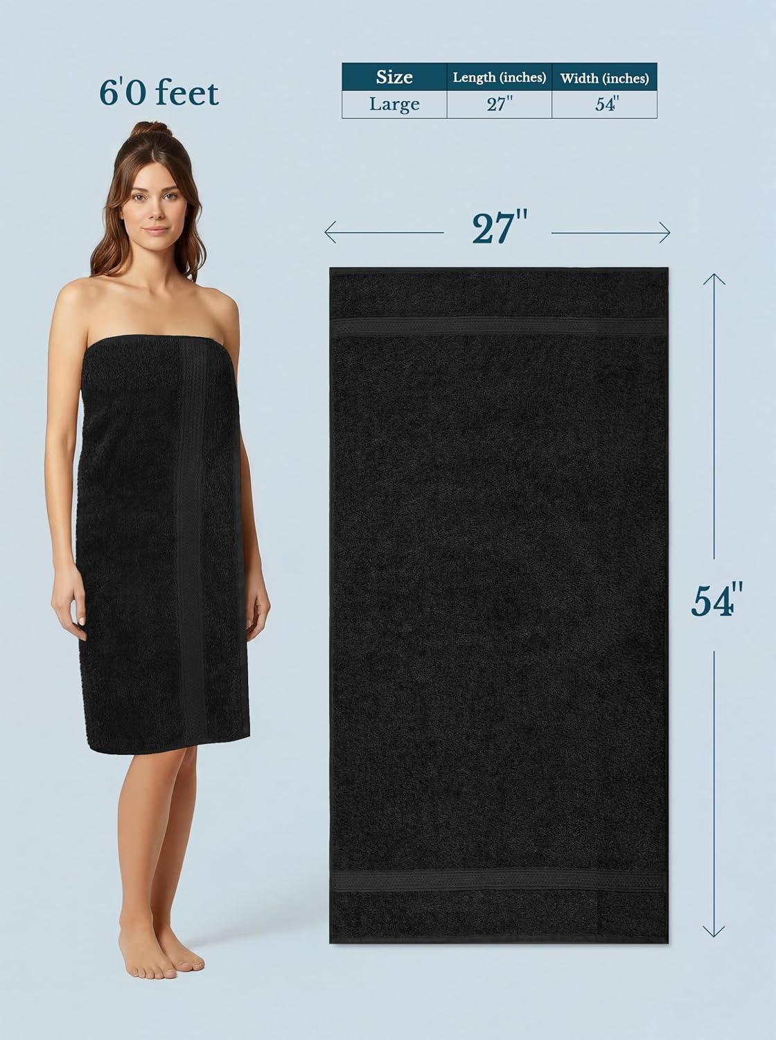 Utopia Towels 4 Pack Premium Bath Towels, 27x54 in, 600 GSM Cotton Black