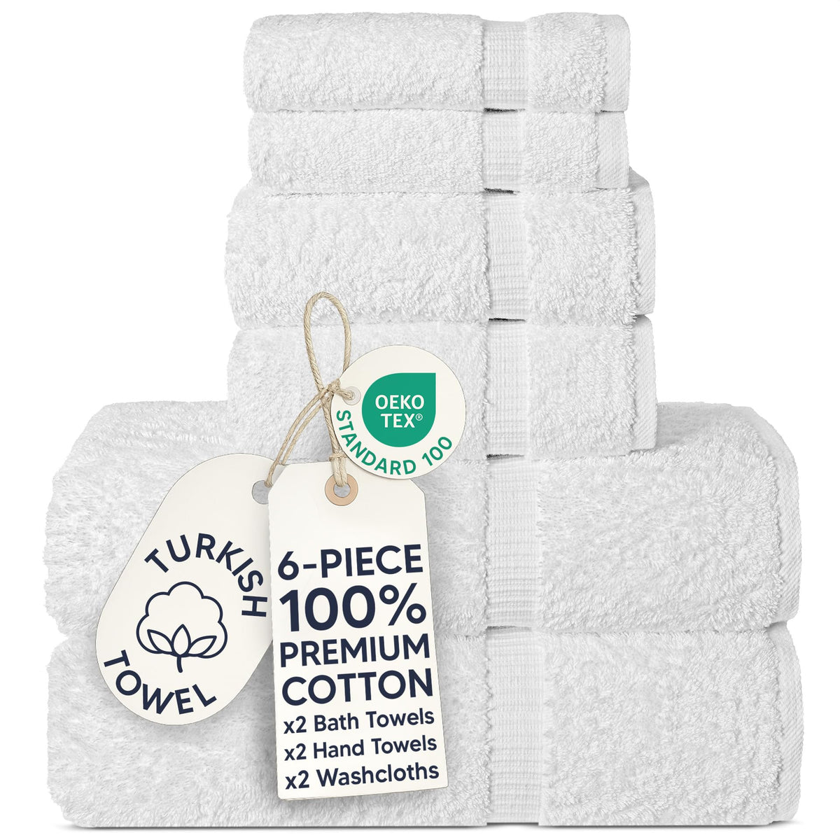 Chakir Turkish Linens 100% Cotton 4-Pack Bath Towels 27x54, Gray