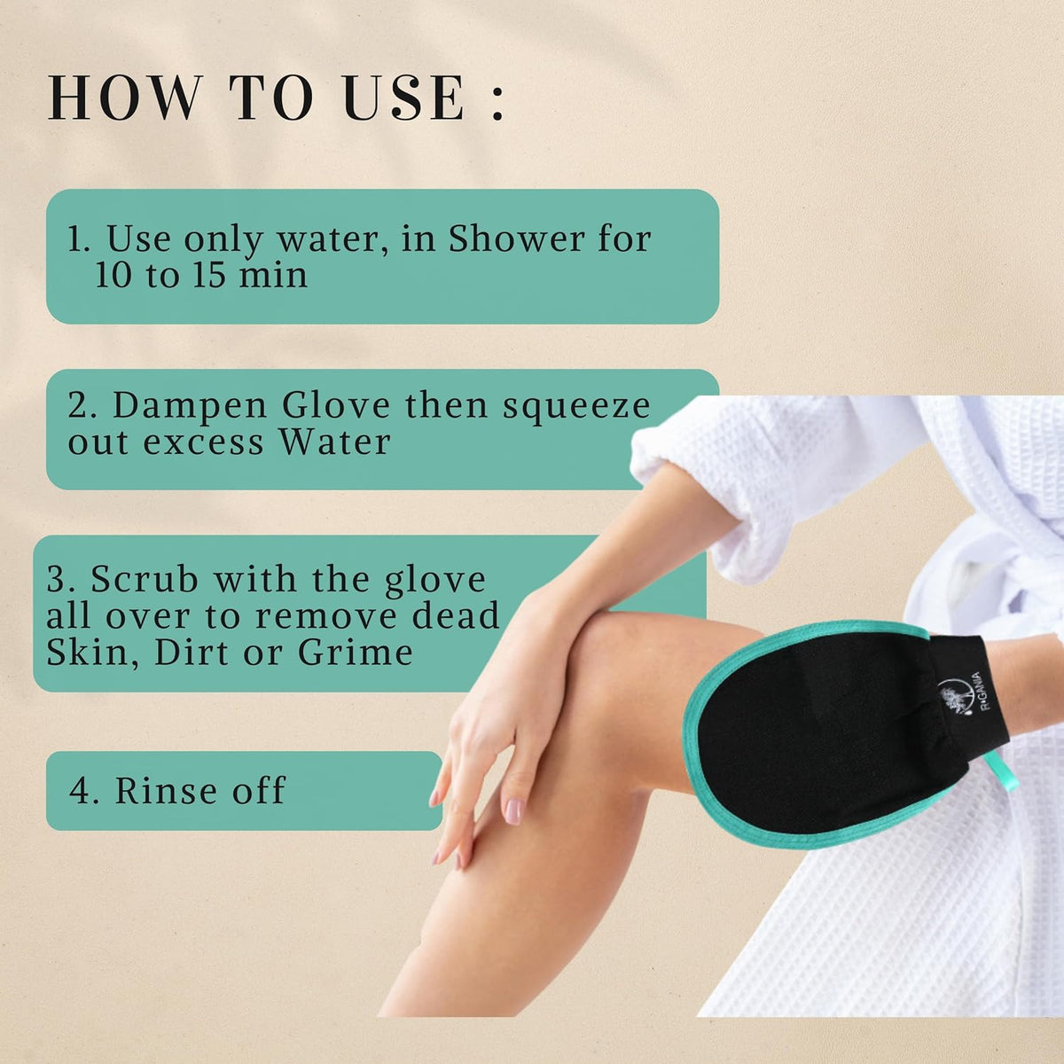 Deep Exfoliating Glove & Back Exfoliator 100% Viscose.