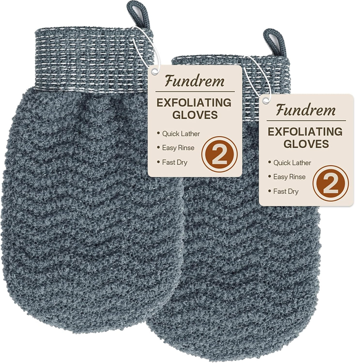 Exfoliating Gloves 2 Pack, Wave Texture Exfoliating Mitt for Dead Skin Remover, Body Scrub Gloves for Bath Shower, Korean Exfoliating Mitt, Loofah Alternative Body Scrubber for Women & Men