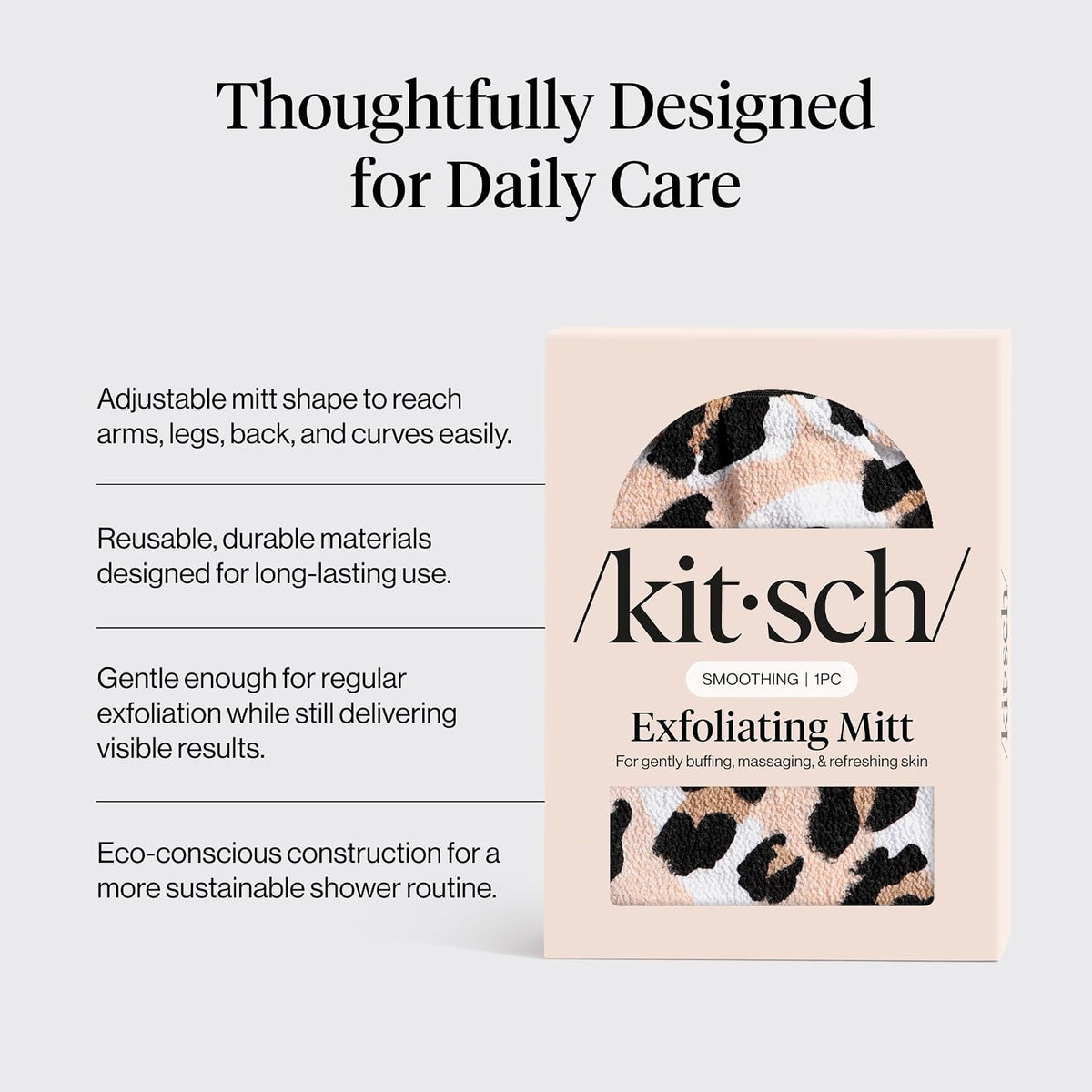 Kitsch Exfoliating Glove – Exfoliating Mitt - 1pc Leopard