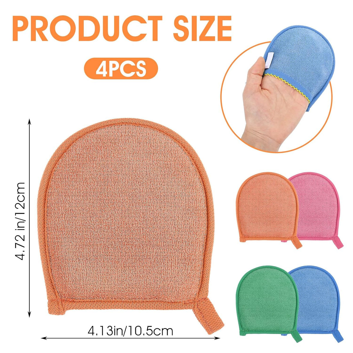 Ptwola 4 Pcs Exfoliating Facial Scrubber Mitt Face Cleanser Wash Mittens Exfoliator Deep Face Cleaning Polishing Gloves Body Skin Dead Dry Remover Pad Tool for Men Women Bath Shower Spa Skincare