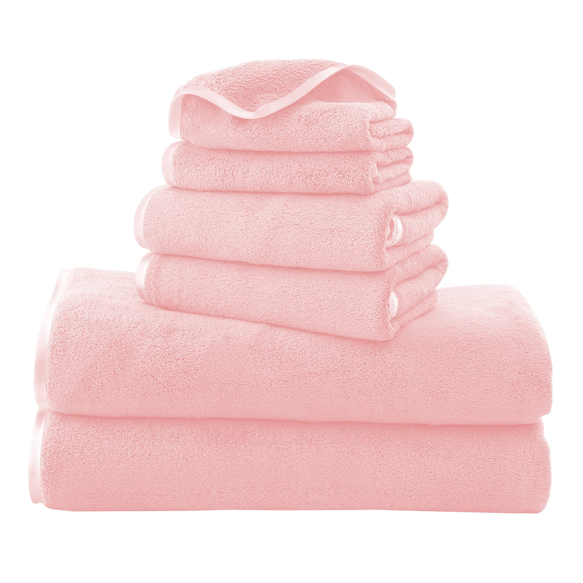 TENSTARS Luxury Silk Hemming Towel Set - Light Thin Quick Drying - 2 Bath Towels 2 Hand Towels 2 Washcloths - Ultra Soft Microfiber, for Bath Fitness, Sports, Yoga, Travel (Dark Grey 6 Pieces)