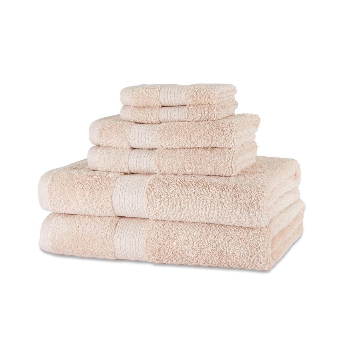 Amazon Basics 6-Piece Highly Absorbent Fade-Resistant Towel Set, 100% Cotton Towels for Bathroom, Soft, 2 Bath Towels, 2 Hand Towels, 2 Washcloths, Black