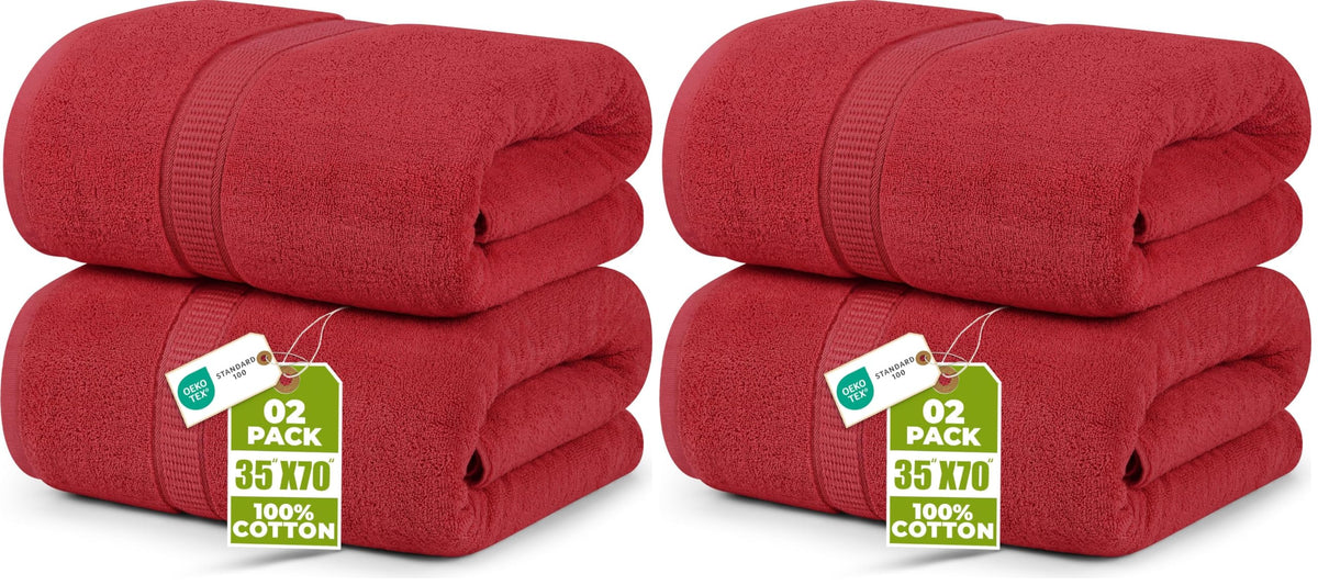 Utopia Towels Jumbo Bath Sheets, 2 Pack, 35x70 in, 600 GSM Cotton, Plum