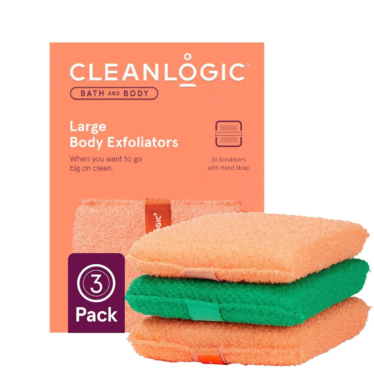 Cleanlogic Exfoliating Body Scrubber - Large Bath and Body - 3 Count