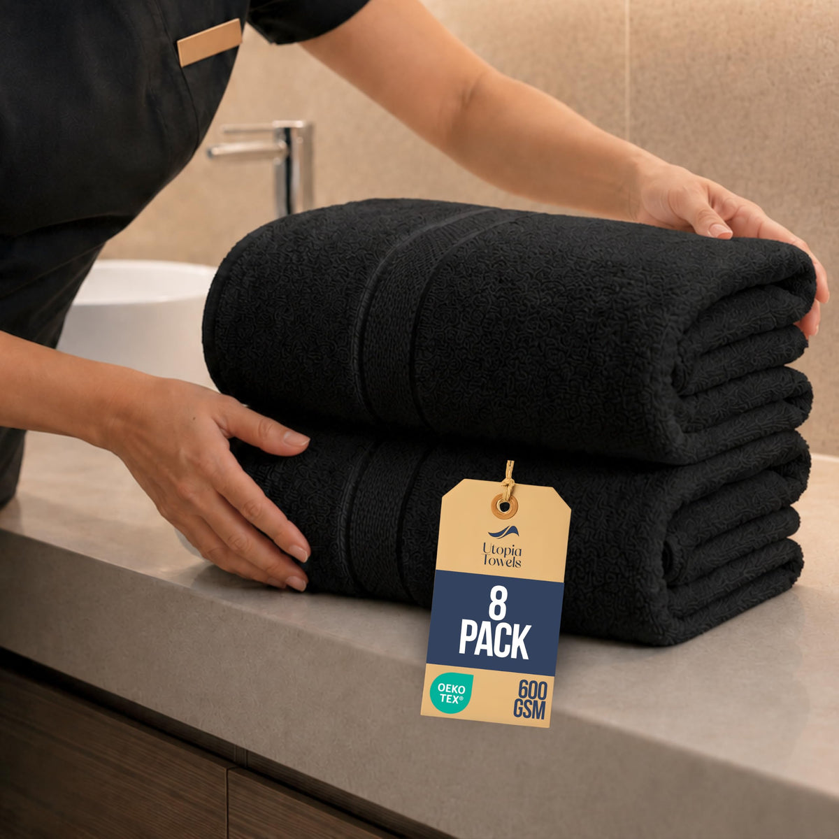 Utopia Towels Jumbo Bath Sheets, 2 Pack, 35x70 in, 600 GSM Cotton, Grey