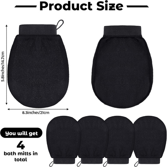 Tatuo 4 Pcs Exfoliating Mitts Korean Exfoliating Gloves for Body Shower