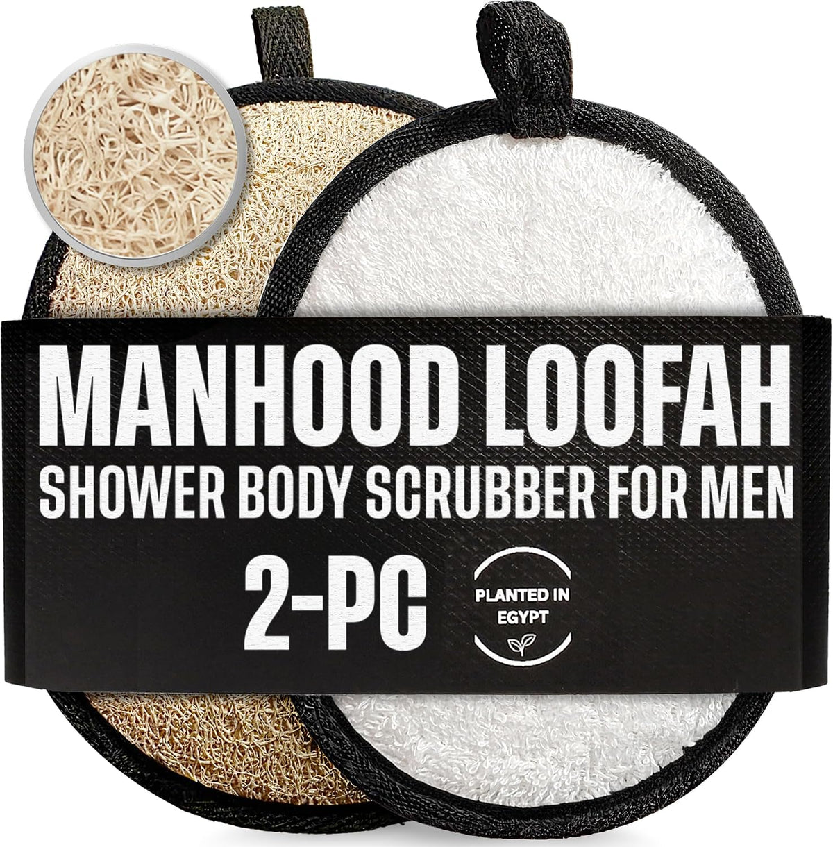 SERRENTO Mens Loofah Body Scrubber - Shower Sponge Luffa 2PCS Baths Hygiene
