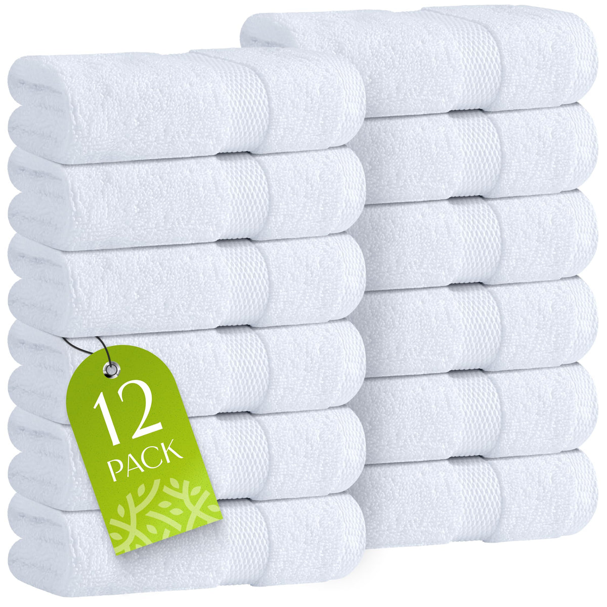 White Bath Towel Set of 6 - 100% Cotton Highly Absorbent Towels for Bathroom, 2 Luxury Bath Towels 650GSM, 2 Hand Towels, 2 Washcloths
