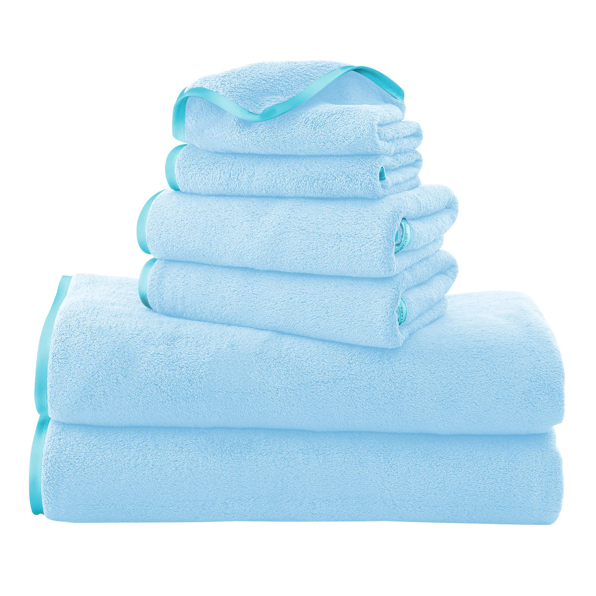 TENSTARS Luxury Silk Hemming Towel Set - Light Thin Quick Drying - 2 Bath Towels 2 Hand Towels 2 Washcloths - Ultra Soft Microfiber, for Bath Fitness, Sports, Yoga, Travel (Dark Grey 6 Pieces)
