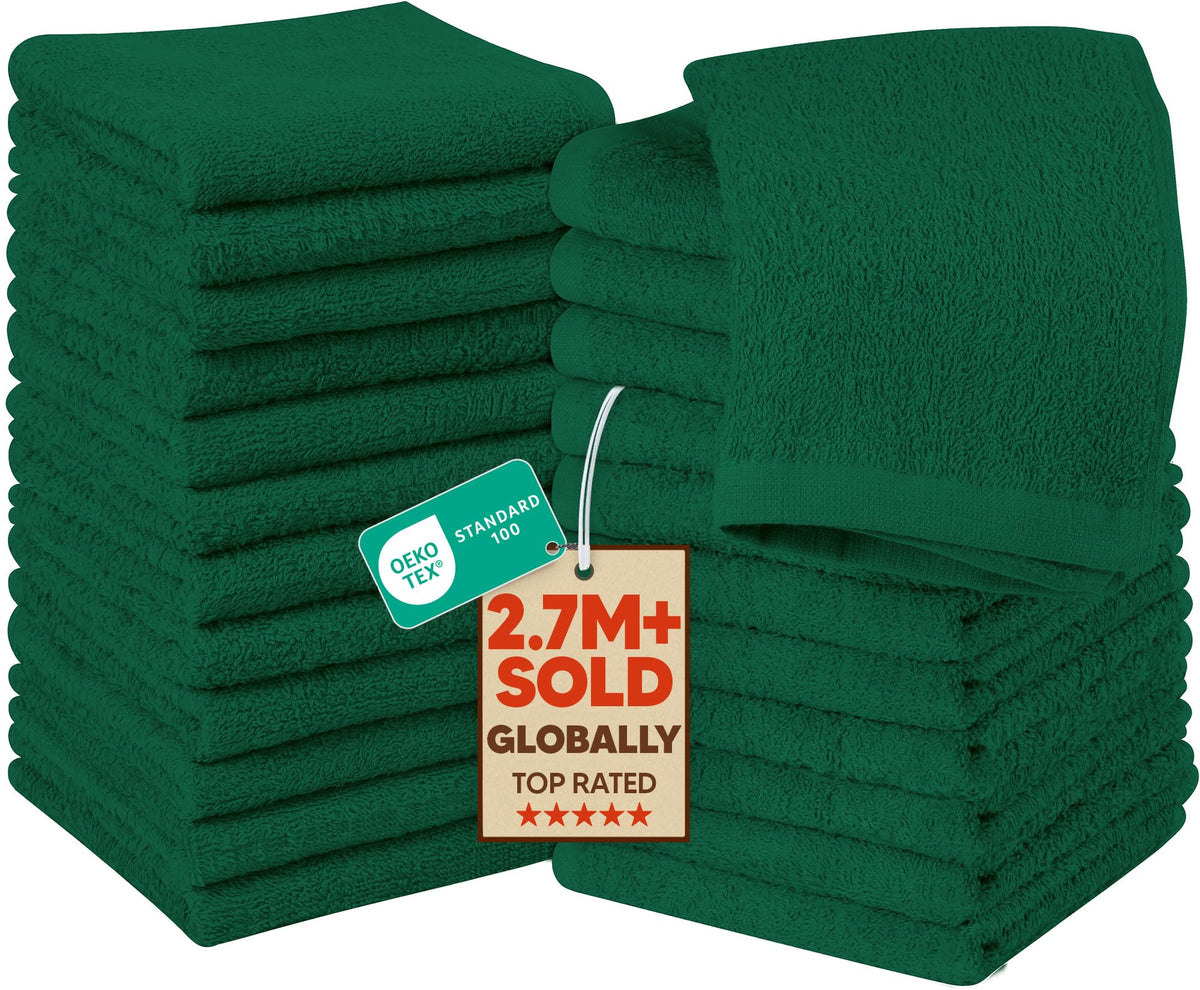 Utopia Towels 12 Pack Washcloths, 12x12 in, 100% Cotton, White