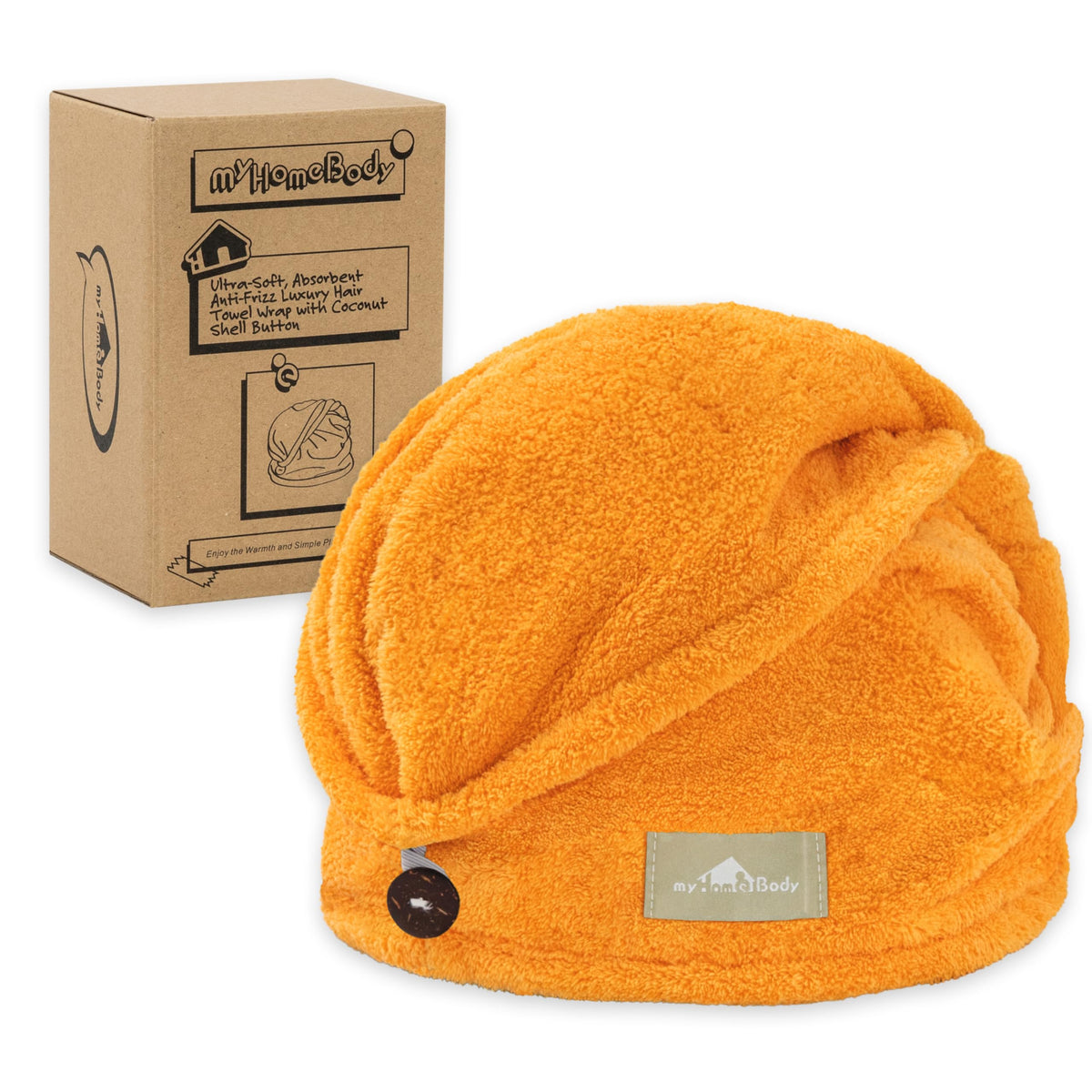 myHomeBody Hair Towel Wrap, Quick Drying Turban, Absorbent Cap – Gray
