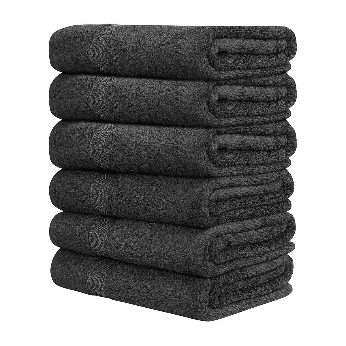 QUBA LINEN Hotel & Spa 100% Cotton Bath Towels Pack of 6, Ultra Soft, Quick Dry, Lightweight, Highly Absorbent, Perfect for Face, Hands, Spa, Gym, Hotel, Resort & Daily Use - Grey (24" x 48")