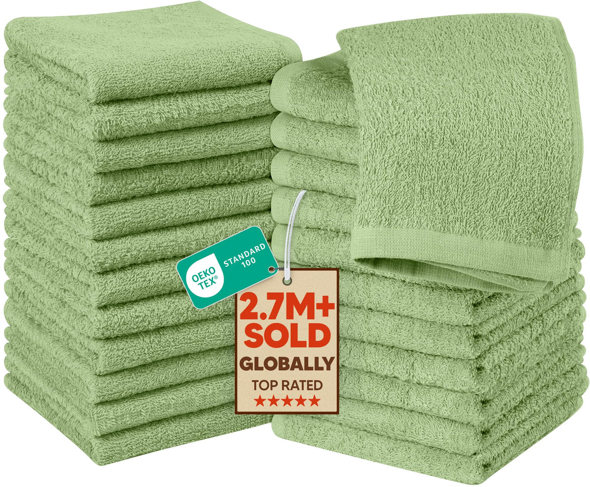 Utopia Towels 12 Pack Washcloths, 12x12 in, 100% Cotton, White