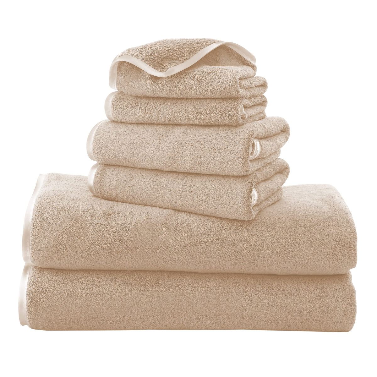 TENSTARS Luxury Silk Hemming Towel Set - Light Thin Quick Drying - 2 Bath Towels 2 Hand Towels 2 Washcloths - Ultra Soft Microfiber, for Bath Fitness, Sports, Yoga, Travel (Dark Grey 6 Pieces)