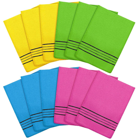 Tatuo 12 Pack Korean Exfoliating Mitts, Body Scrub, 8 x 5.5 in, 4 Colors