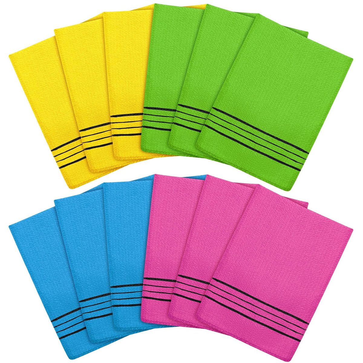 Tatuo 12 Pack Korean Exfoliating Mitts, Body Scrub, 8 x 5.5 in, 4 Colors