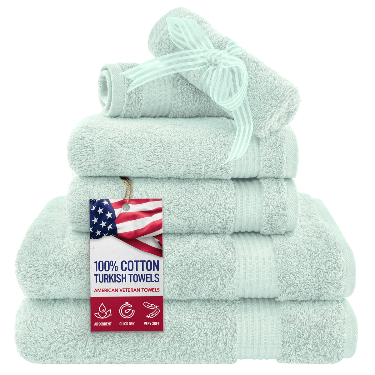 American Veteran Towel, 100% Cotton Turkish Bath Towels for Bathroom 4 Pack, 27x54 Extra Large Premium Soft Drying Bathroom Towels, Navy Blue