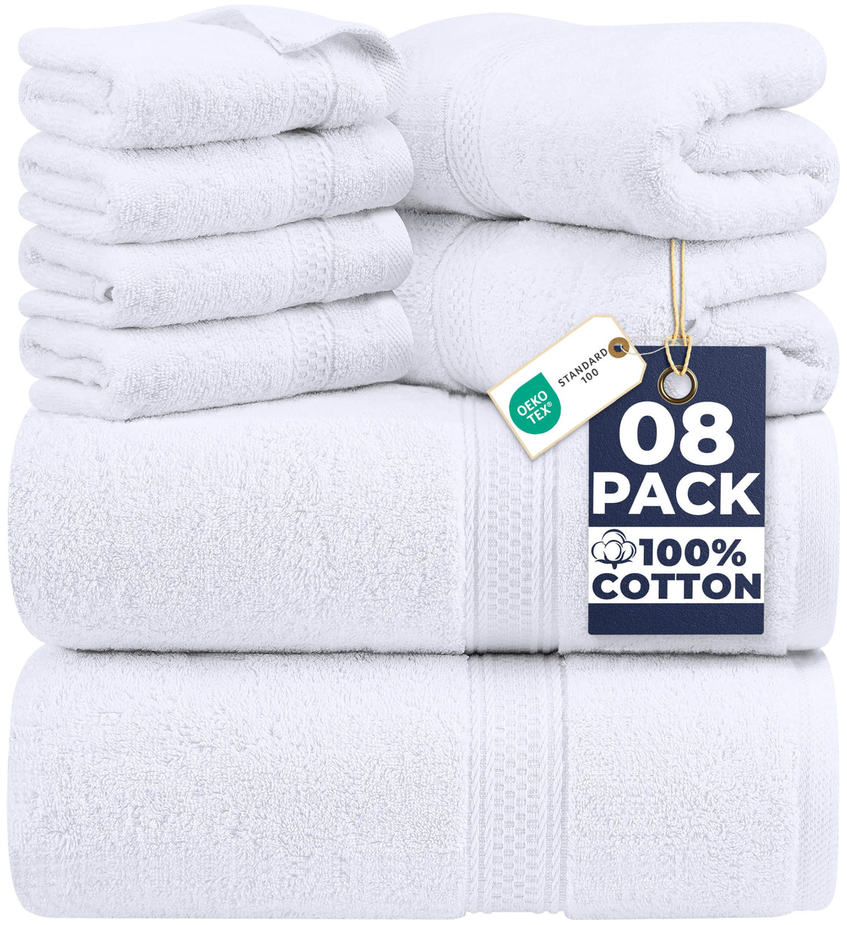 Utopia Towels 8 Piece Majestic Plush Luxury Towel Set, Cotton, Grey