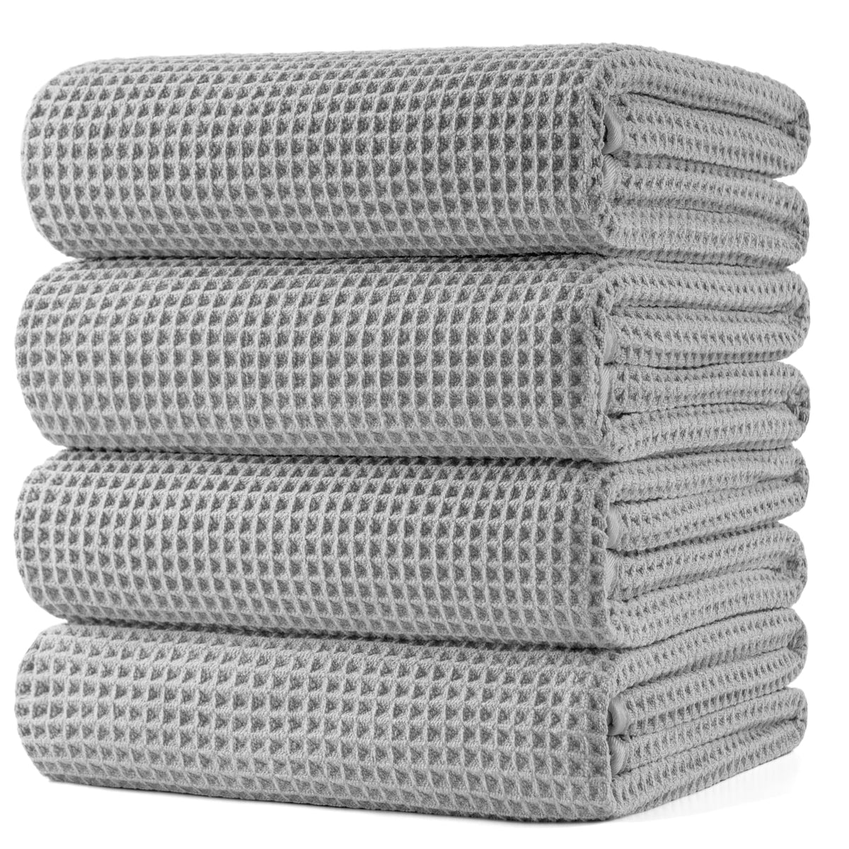 POLYTE 430 GSM Poly Blend Microfiber Quick Dry Waffle Bath Towel, 30x60 in
