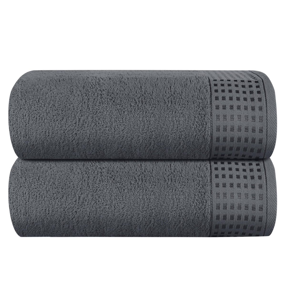 GLAMBURG 100% Cotton 2 Pack Oversized Bath Towel Set 28x55 Inches, Ultra Soft Highly Absorbant Compact Quickdry & Lightweight Large Bath Towels, Ideal for Gym Travel Camp Pool - Black