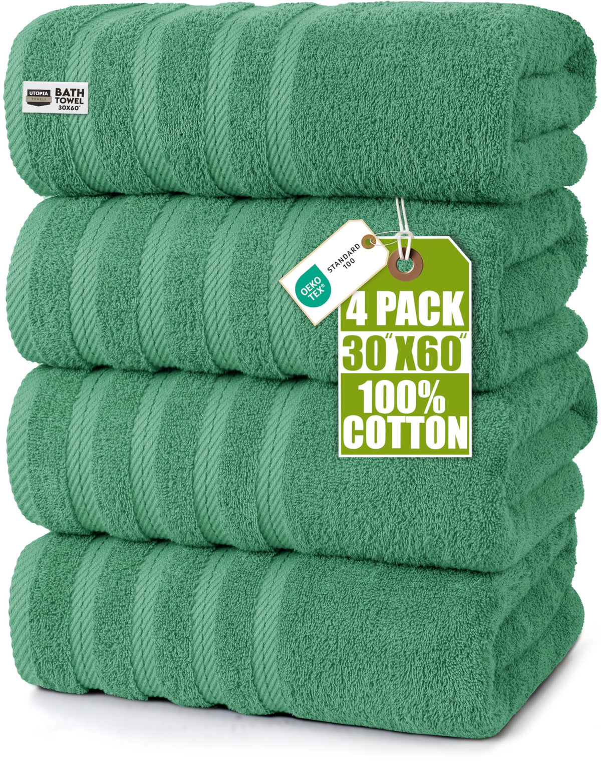 Utopia Towels 4 Pack Premium XL Bath Towels, 30x60 in, Cotton, White