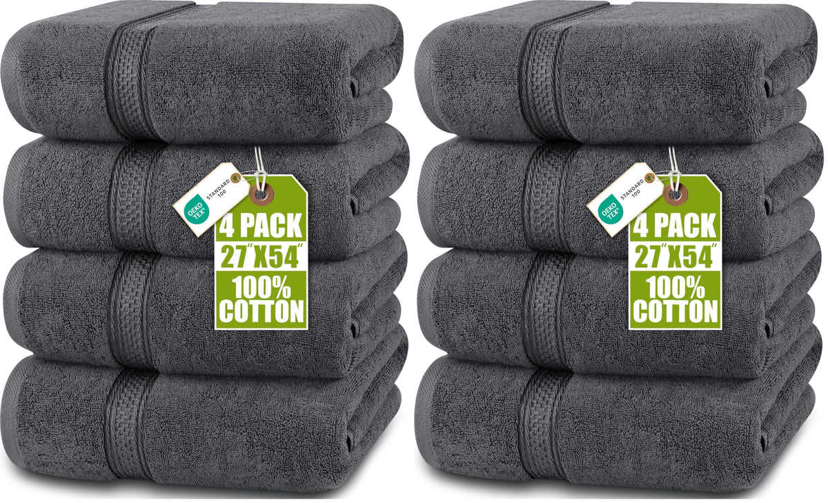 Utopia Towels 4 Pack Premium Bath Towels, 27x54 in, 600 GSM Cotton Black