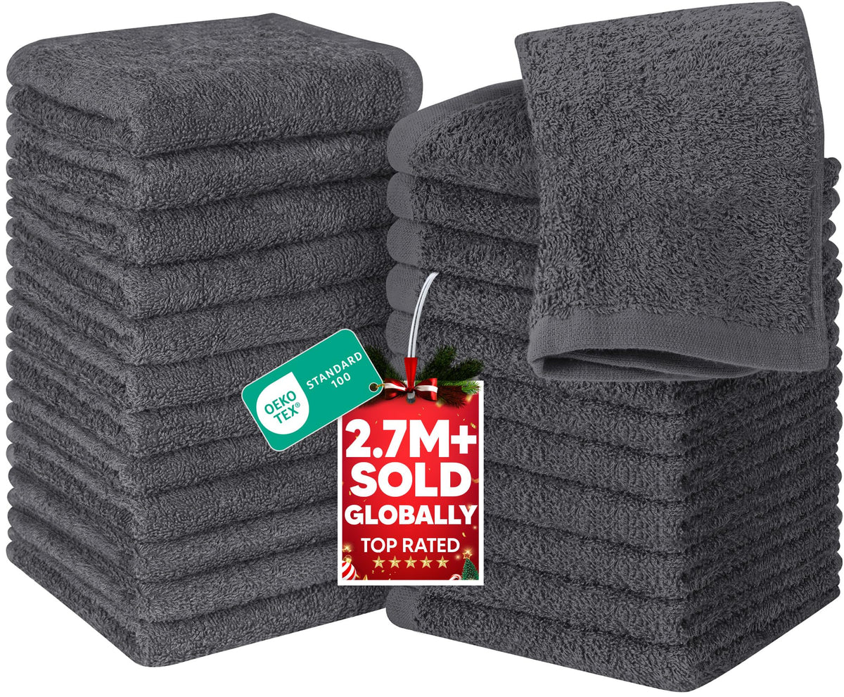 Utopia Towels 12 Pack Washcloths, 12x12 in, 100% Cotton, White