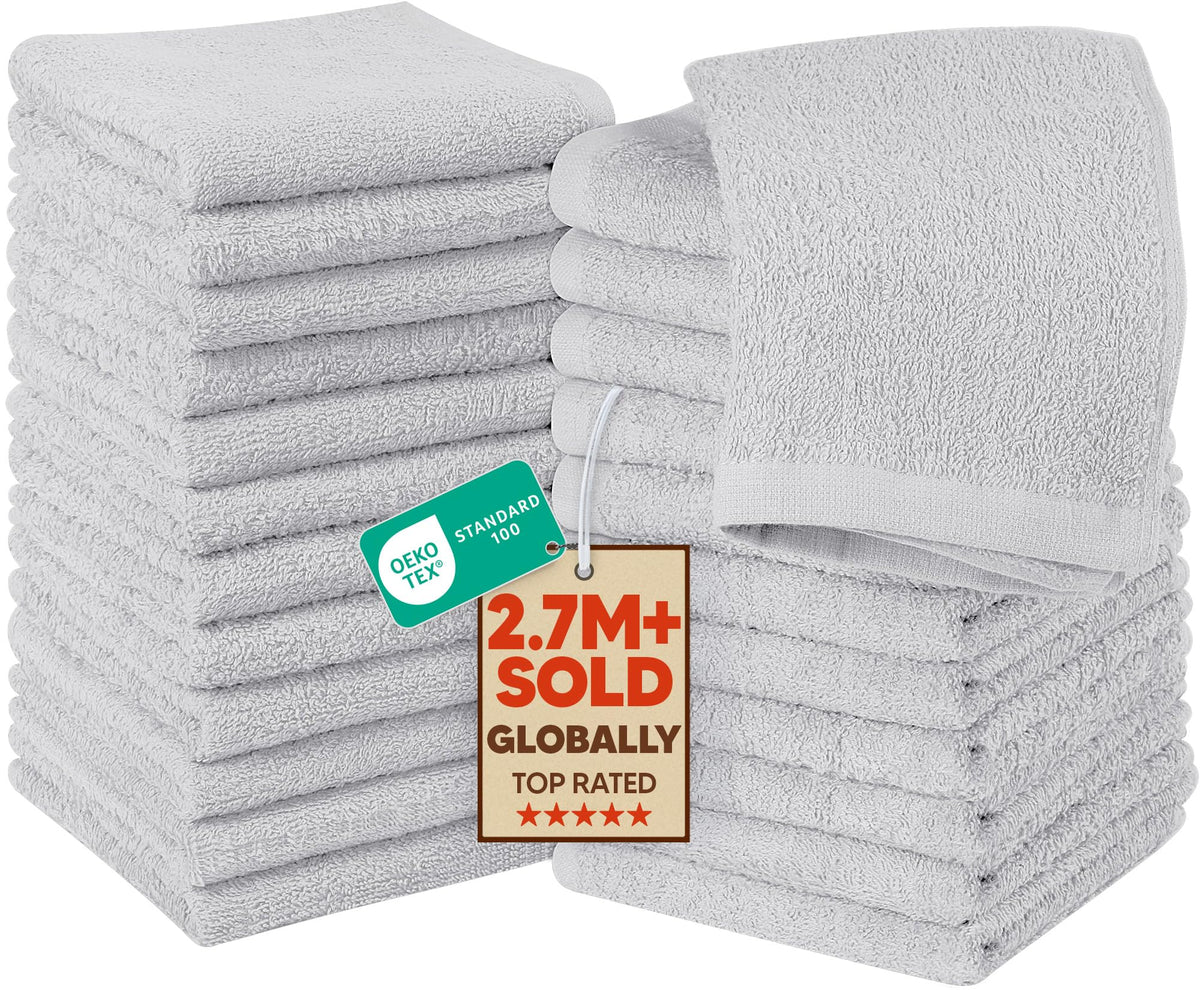 Utopia Towels 12 Pack Washcloths, 12x12 in, 100% Cotton, White