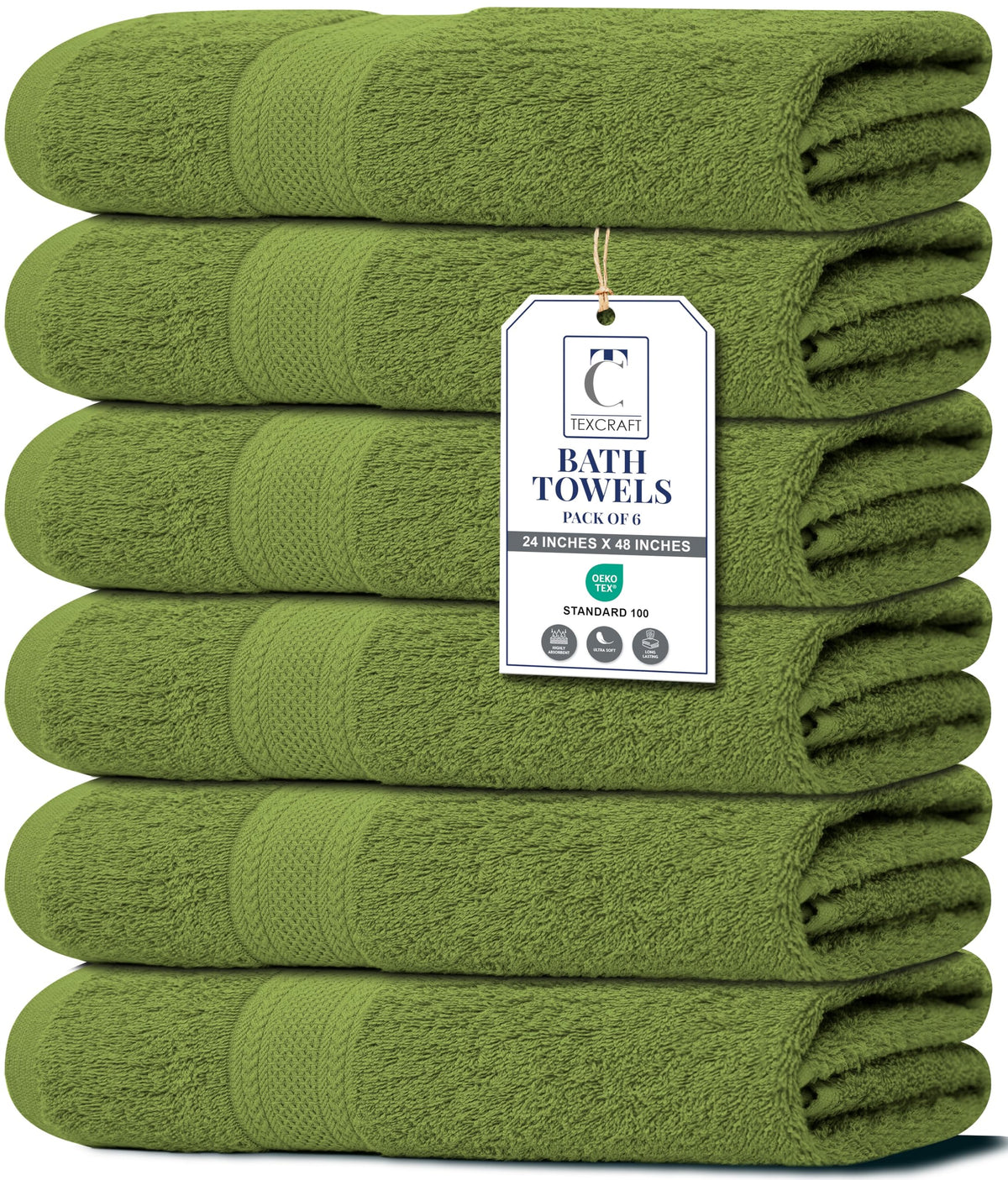 Medium Size Bath Towels Set of 6 – 100% Cotton Terry – 24" x 48" – Quick Dry, Soft & Highly Absorbent – Grey Towels for Bathroom, Gym, Spa, Pool & Daily Use