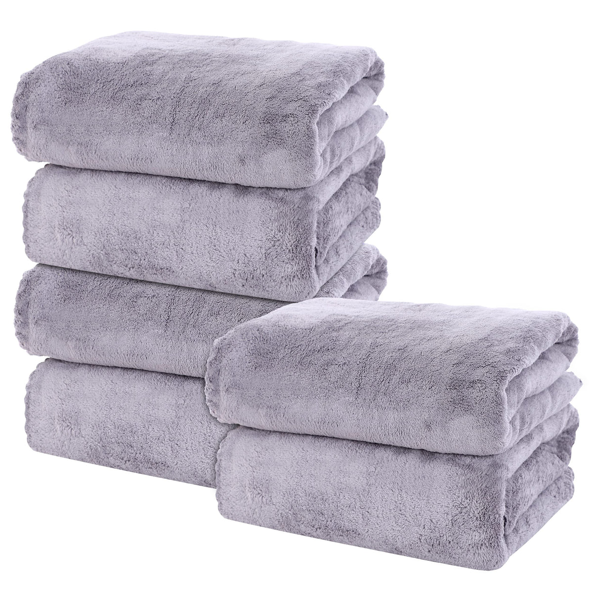 MOONQUEEN 2 Pack Premium Bath Towel Set - Quick Drying - Microfiber Coral Velvet Highly Absorbent Towels - Multipurpose Use as Bath Fitness, Bathroom, Shower, Sports, Yoga Towel (Grey)