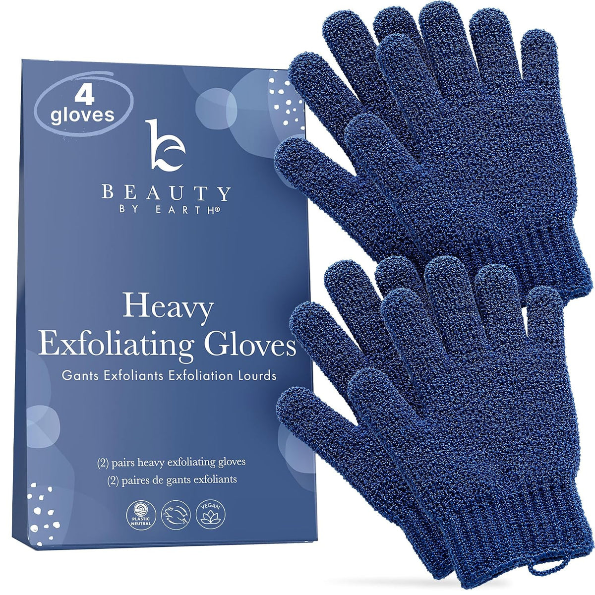 Exfoliating Glove (4 pcs, 2 Pairs) - Heavy Shower Gloves for Body Scrub