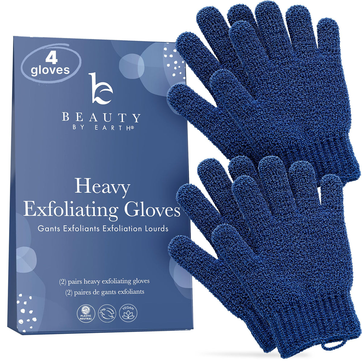Exfoliating Glove (4 pcs, 2 Pairs) - Heavy Shower Gloves for Body Scrub