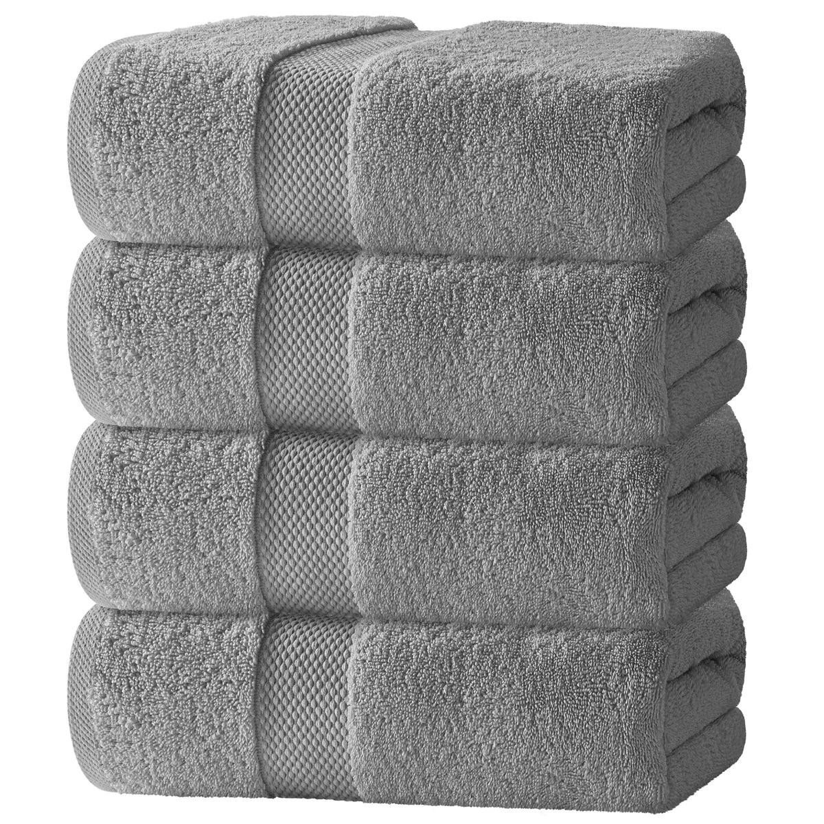 White Classic Luxury White Bath Towels - 4 Pack, 100% Turkish Cotton, 27x54