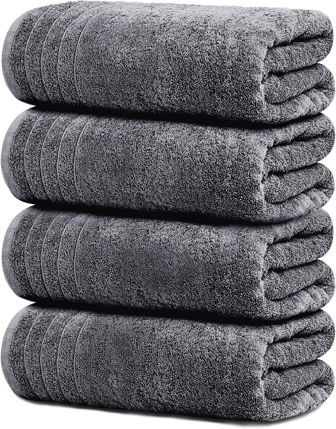 Tens Towels 4 Piece Extra Large Bath Towels 30 x 60 Inches, Dark Grey