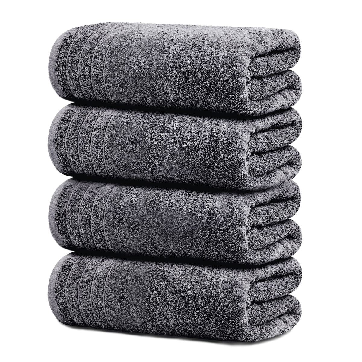 Tens Towels 4 Piece Extra Large Bath Towels 30 x 60 Inches, Dark Grey