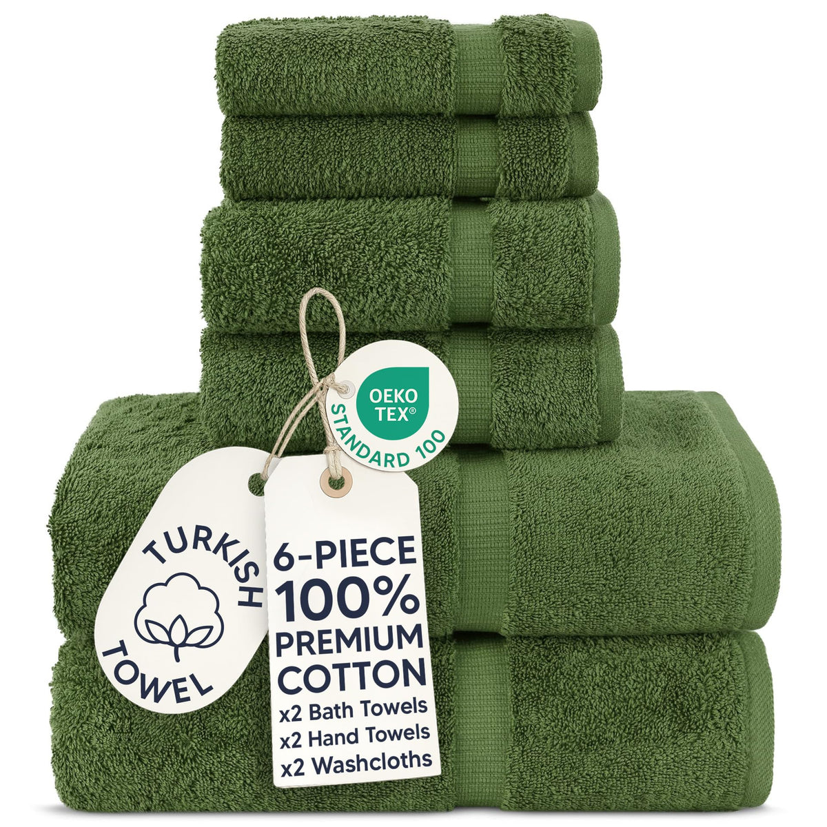 Chakir Turkish Linens 100% Cotton 4-Pack Bath Towels 27x54, Gray