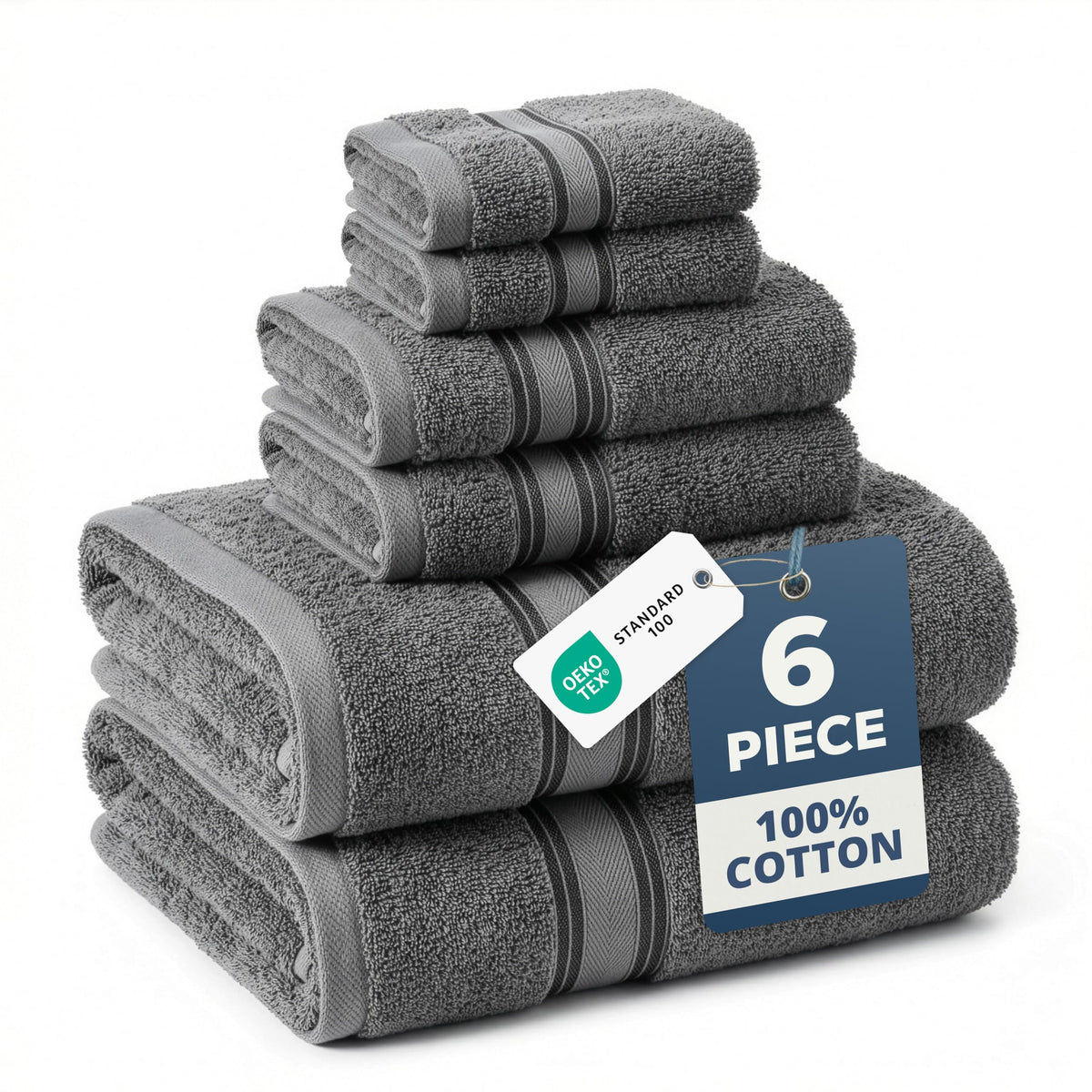 LANE LINEN Bath Towel Set 100% Cotton 18 Piece Soft Absorbent - Grey