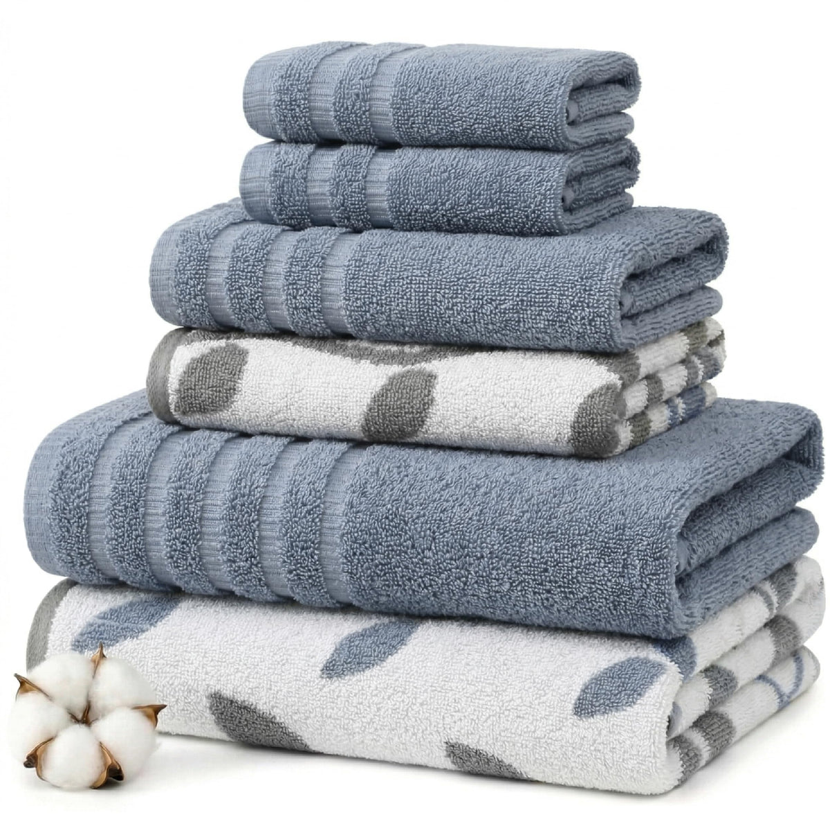 Modern Threads 6 Piece Bath Towel Set – Bathroom Set with 2 Bath Towels, 2 Hand Towels, and 2 Wash Cloths – 100% Cotton, Super Absorbent & Extra Soft – Reversible Classic Diamond (Aqua)
