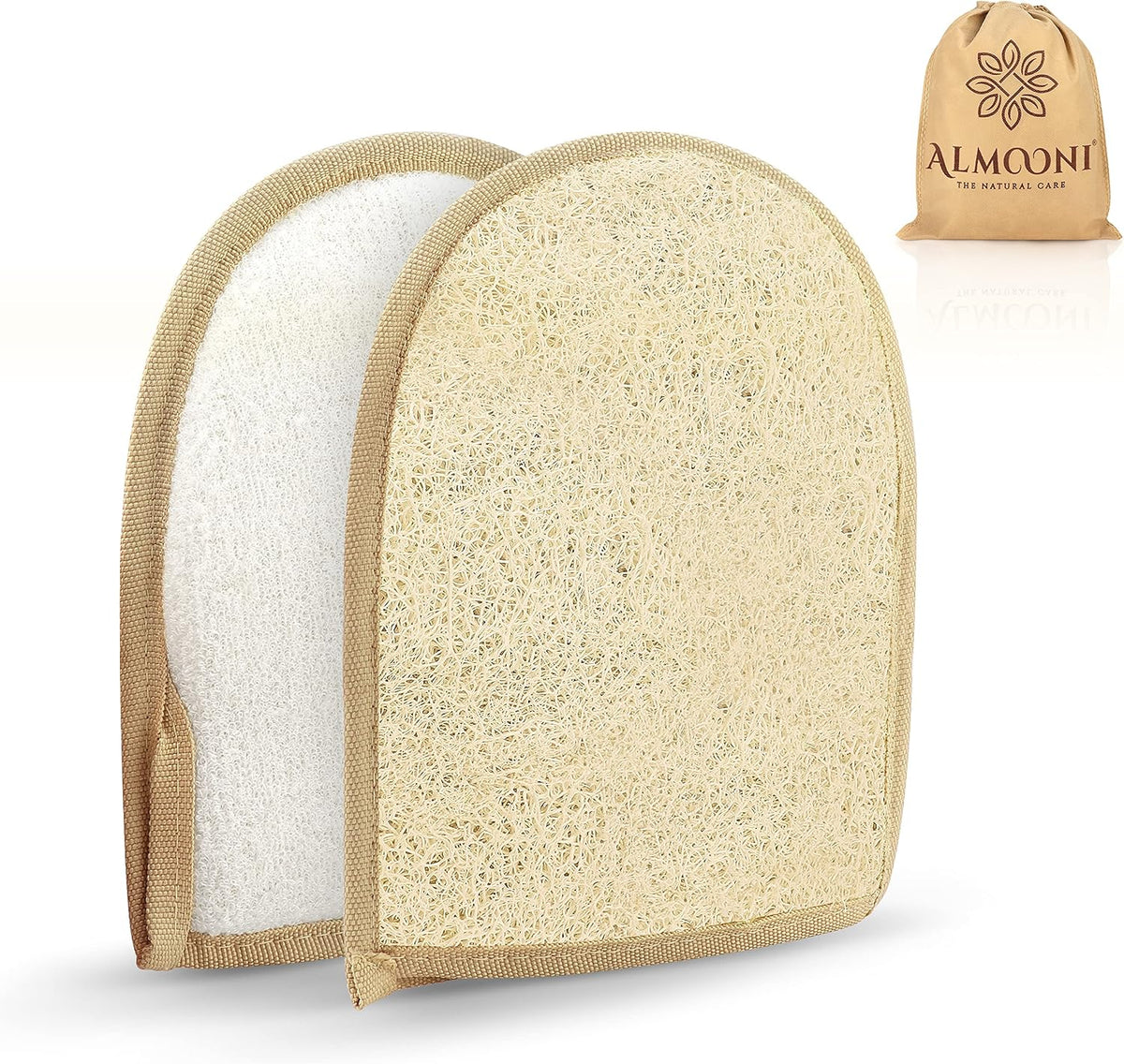 ALMOONI Exfoliating Sponge, Natural Shower Loofah for Men & Women, 2 Pack