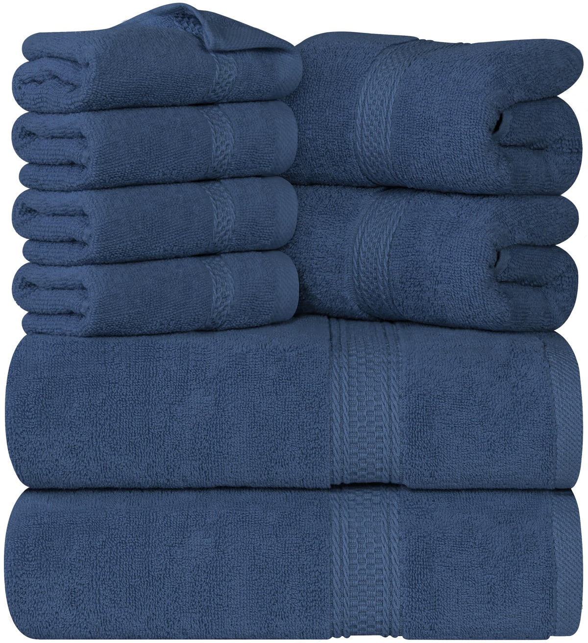Utopia Towels 8 Piece Majestic Plush Luxury Towel Set, Cotton, Grey