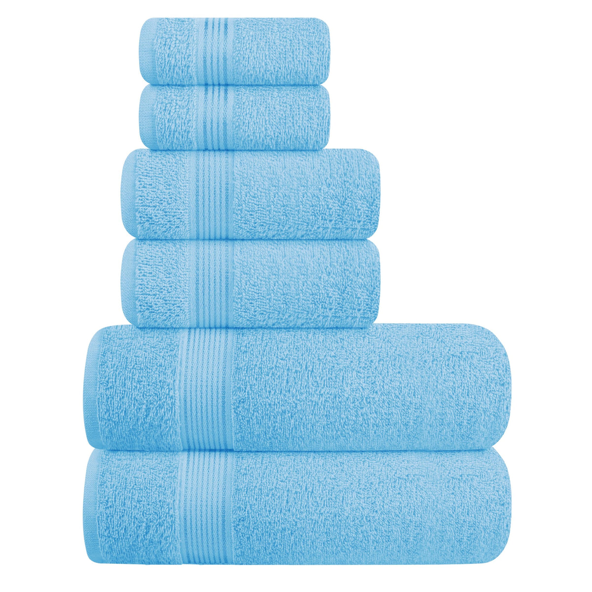 Belizzi Home Ultra Soft 6 Pack Cotton Towel Set, Contains 2 Bath Towels 28x55 inch, 2 Hand Towels 16x24 inch & 2 Wash Coths 12x12 inch, Ideal for Everyday use, Compact & Lightweight - Black