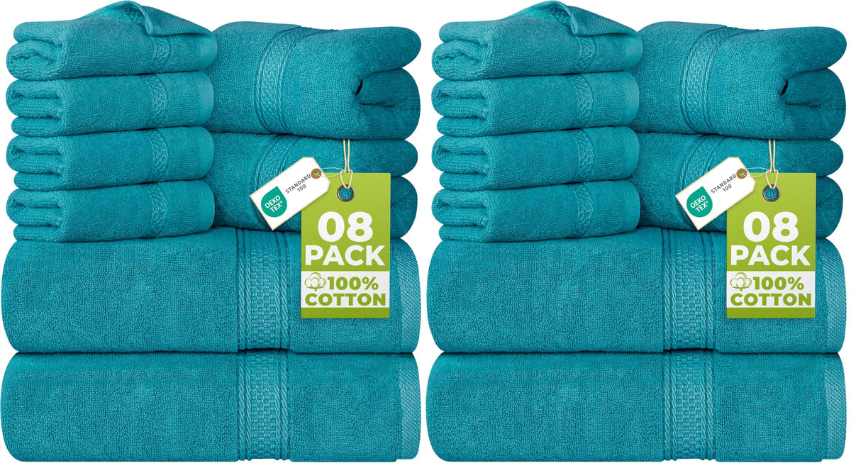 Utopia Towels 8 Piece Majestic Plush Luxury Towel Set, Cotton, Grey