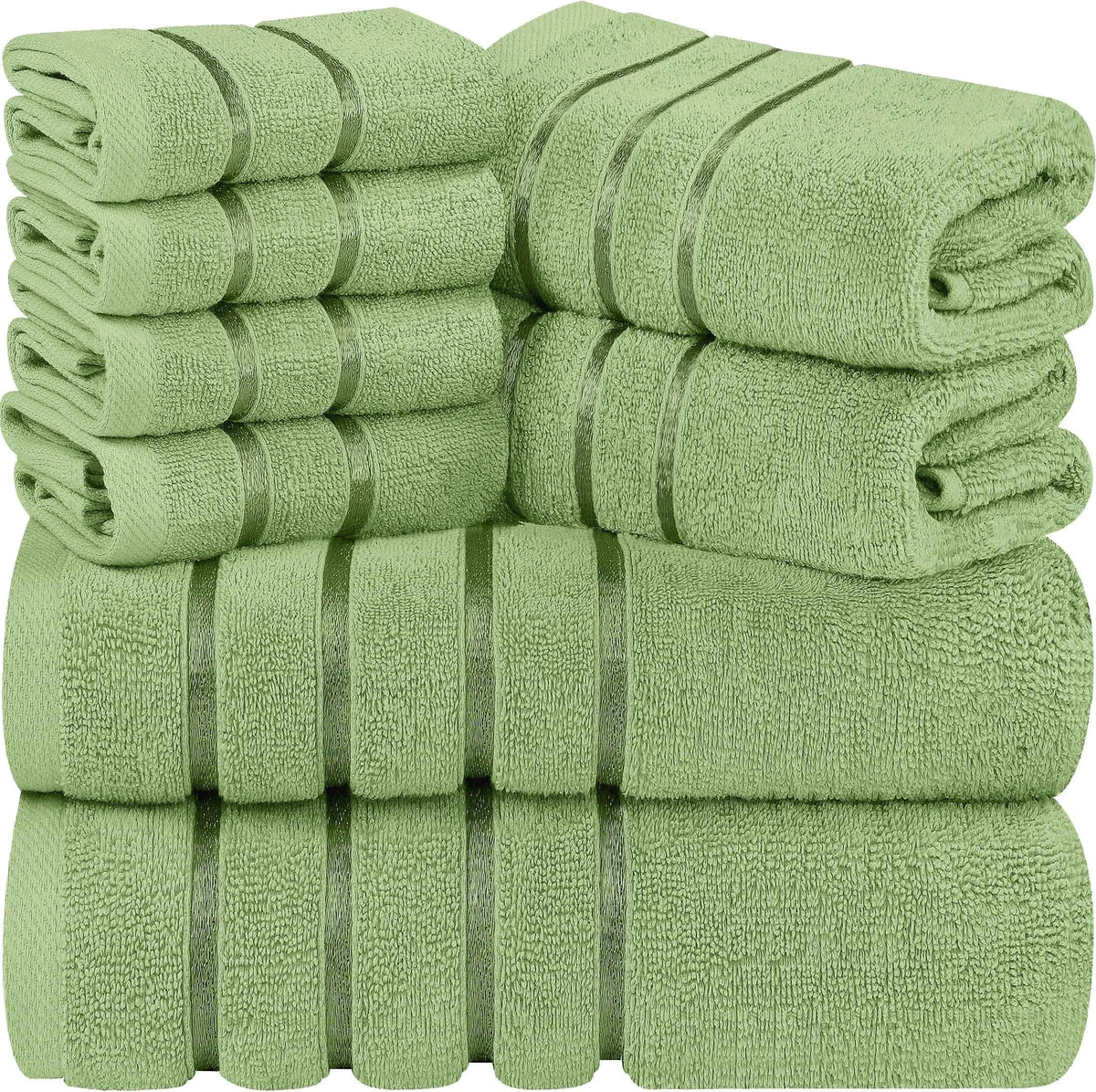 Utopia Towels 8 Piece Luxury Towel Set, 600 GSM, Viscose Stripe, Cool Grey