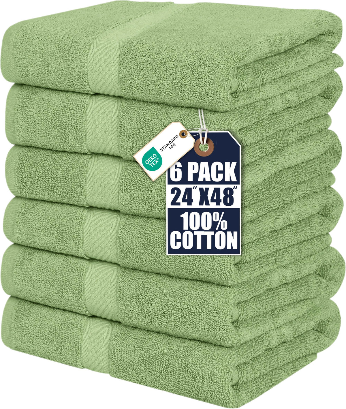 Utopia Towels 6 Pack Medium Bath Towels, 24x48 in, 500 GSM Cotton, White