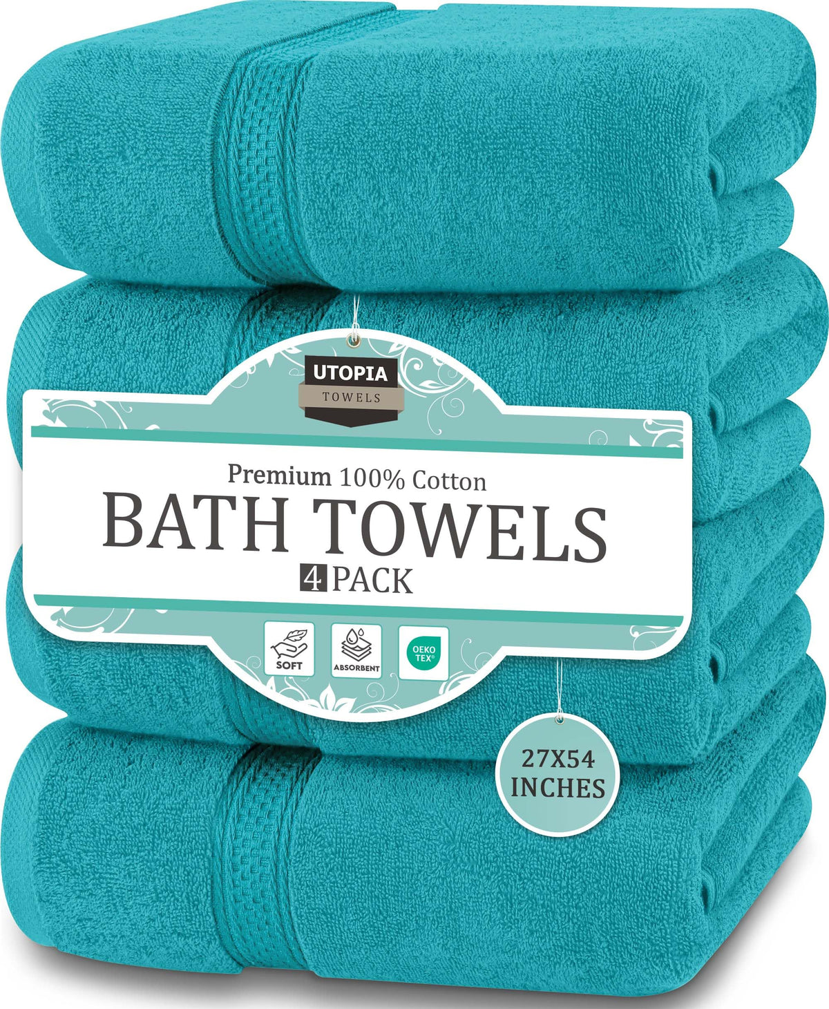Utopia Towels 4 Pack Premium Bath Towels, 27x54 in, 600 GSM Cotton Black