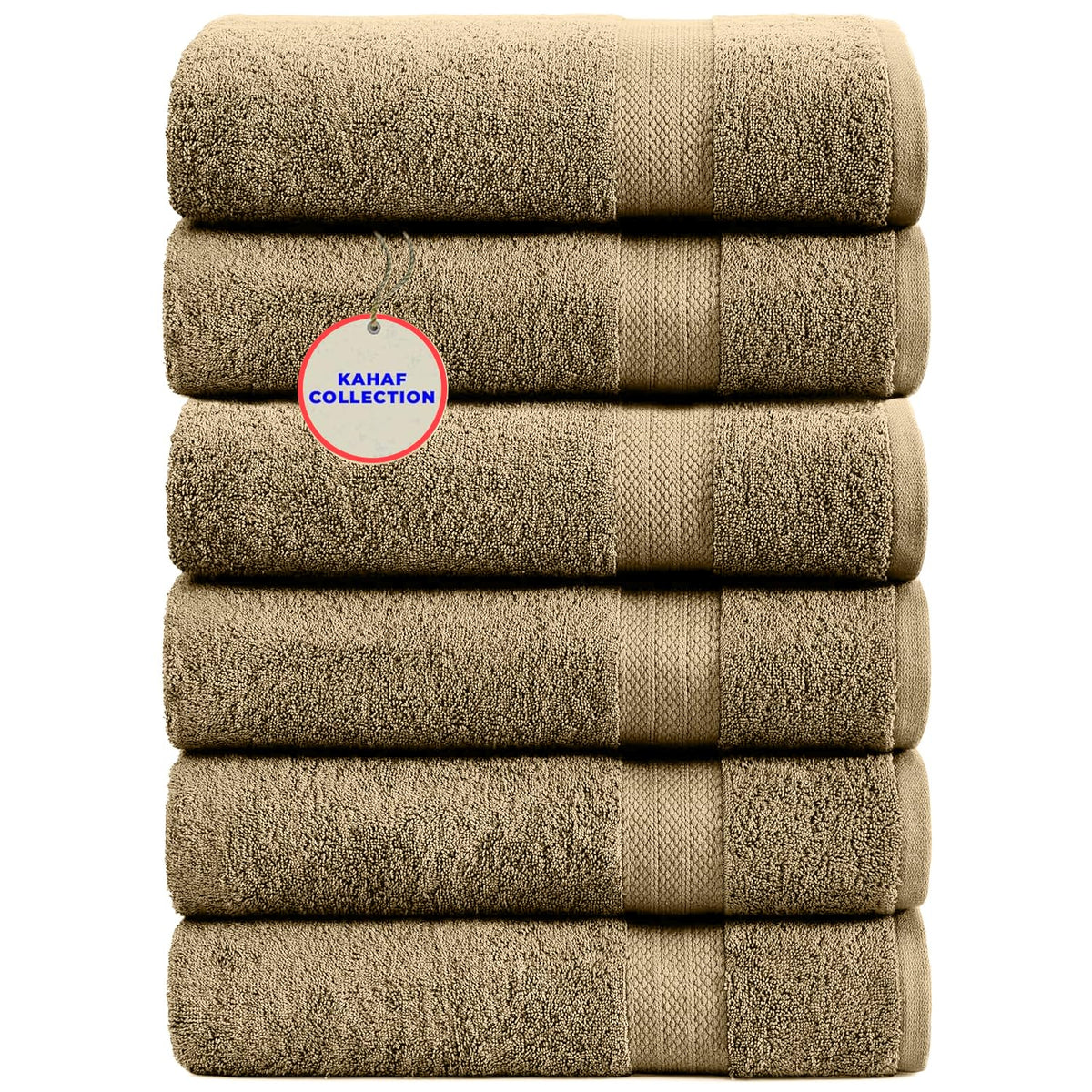 KAHAF COLLECTION 100% Cotton Bath Towels, 24x48 Pack of 6 Towels, Quick Dry, Highly Absorbent, Soft Feel Towel, Gym, Spa, Bathroom, Shower, Pool, Luxury Soft Towels (Grey, 24x48-6 Pack)