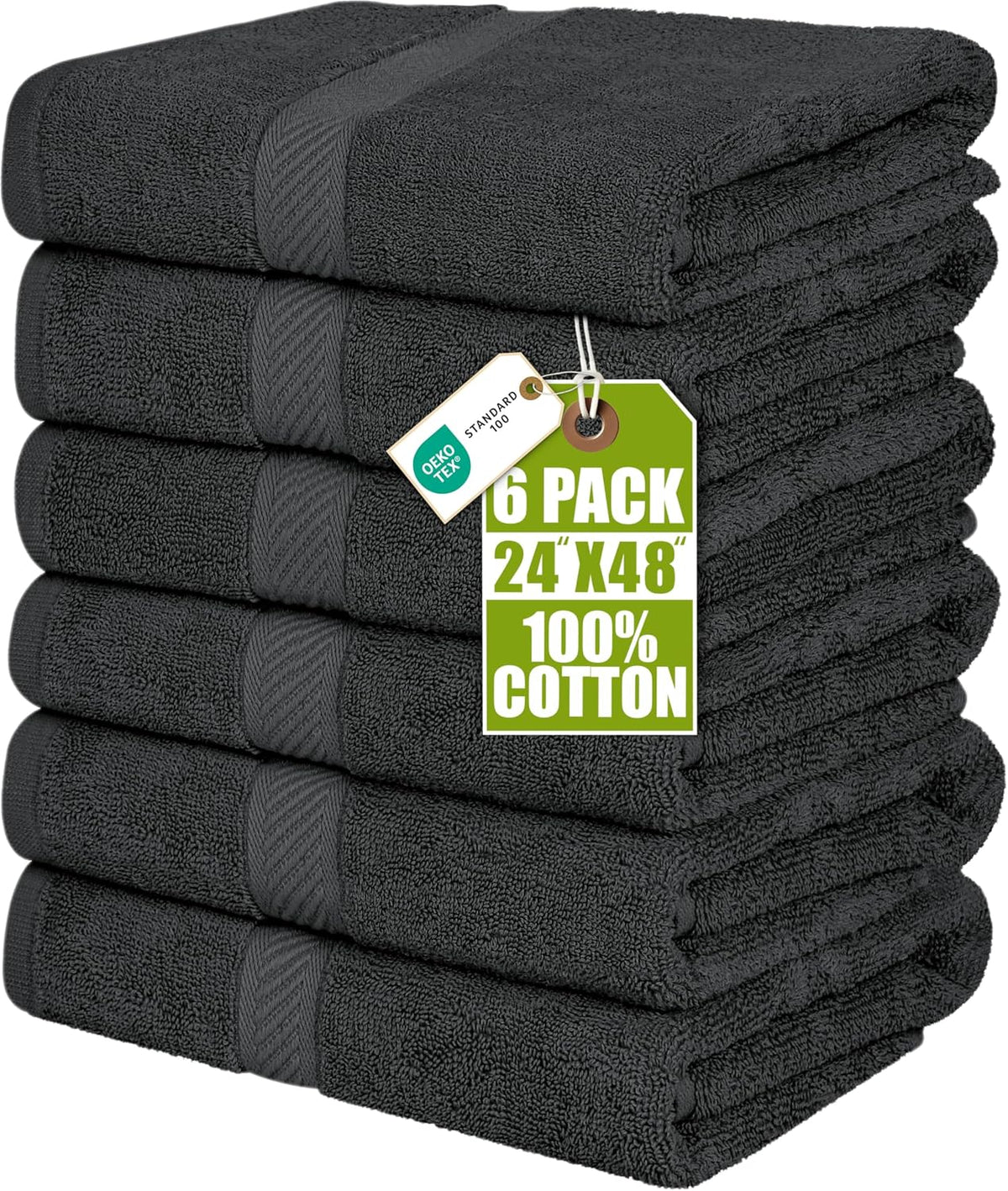 Utopia Towels 6 Pack Medium Bath Towels, 24x48 in, 500 GSM Cotton, Grey