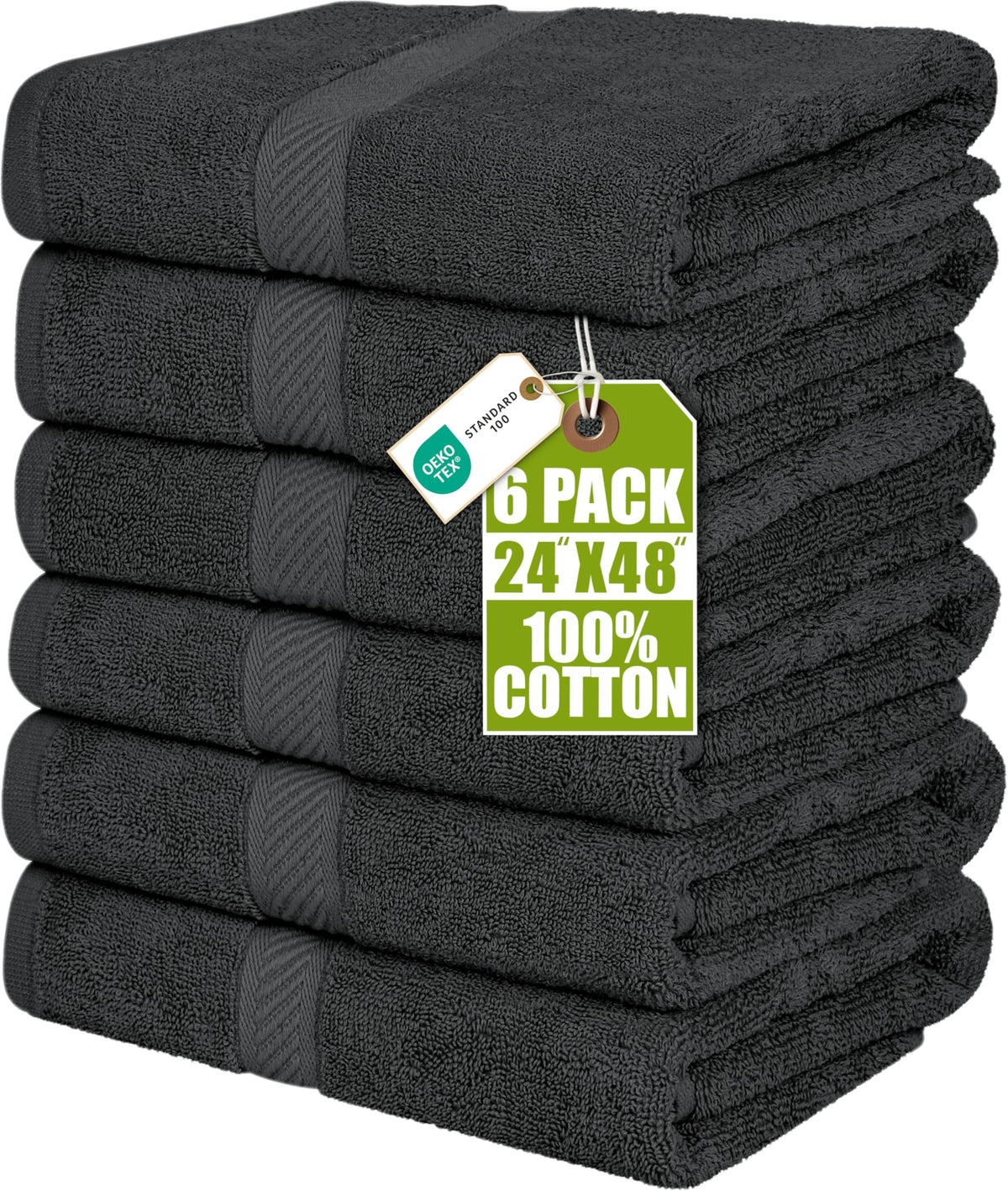 Utopia Towels 6 Pack Medium Bath Towels, 24x48 in, 500 GSM Cotton, Grey